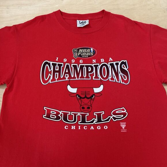 Vintage Chicago Bulls Shirt XL Red 1996 NBA Finals Champs Nutmeg Michael Jordan - Picture 3 of 7
